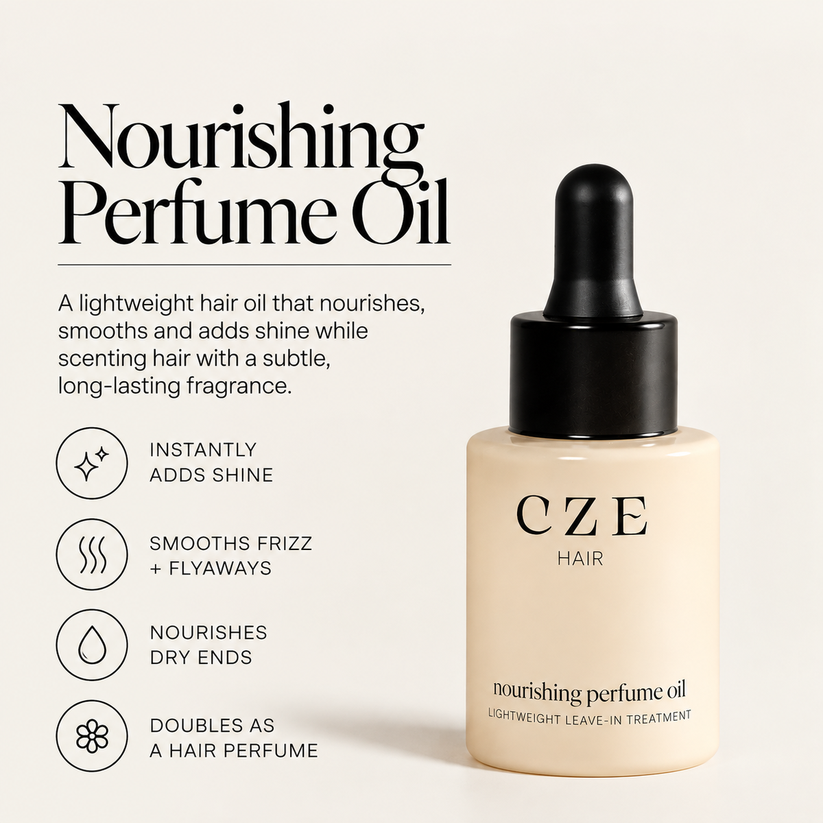 CZE Hair Nourishing Perfume Oil lightweight leave-in hair treatment