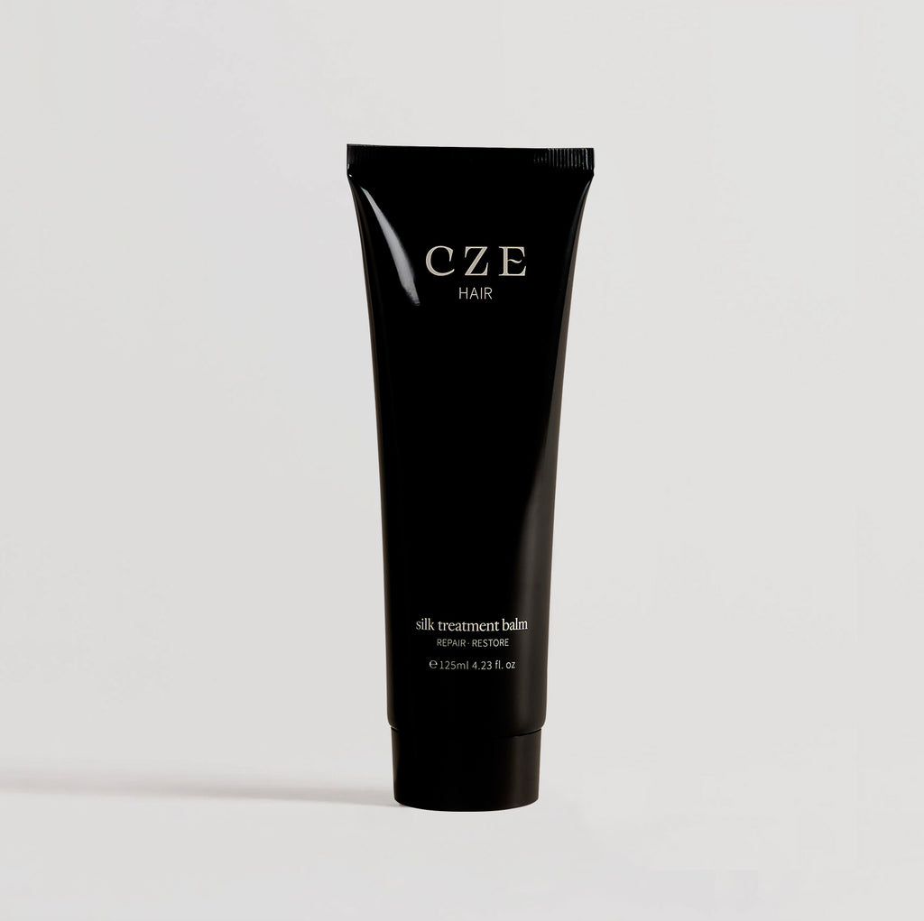 Black tube of CZE Hair Silk Treatment Balm – repair and restore hair mask in 125ml size